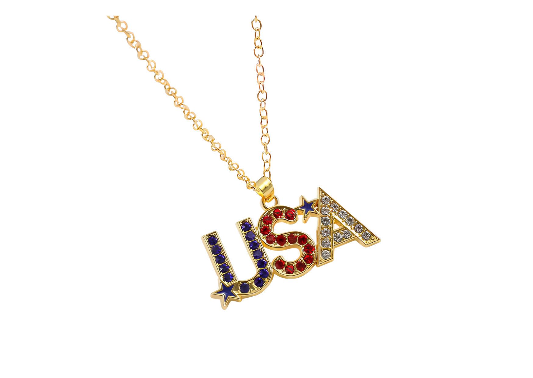 Länderwappen-Halskette-Gold [USA]